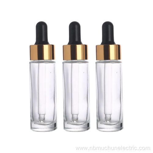 Round Empty Glass Serum Oil Gold Dropper Bottle